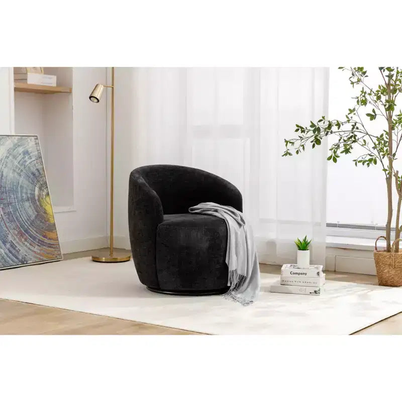 Poltrona girevole d'accento, base rotonda girevole, schienale ergonomico, poltrona girevole a 360° rivestita per soggiorno