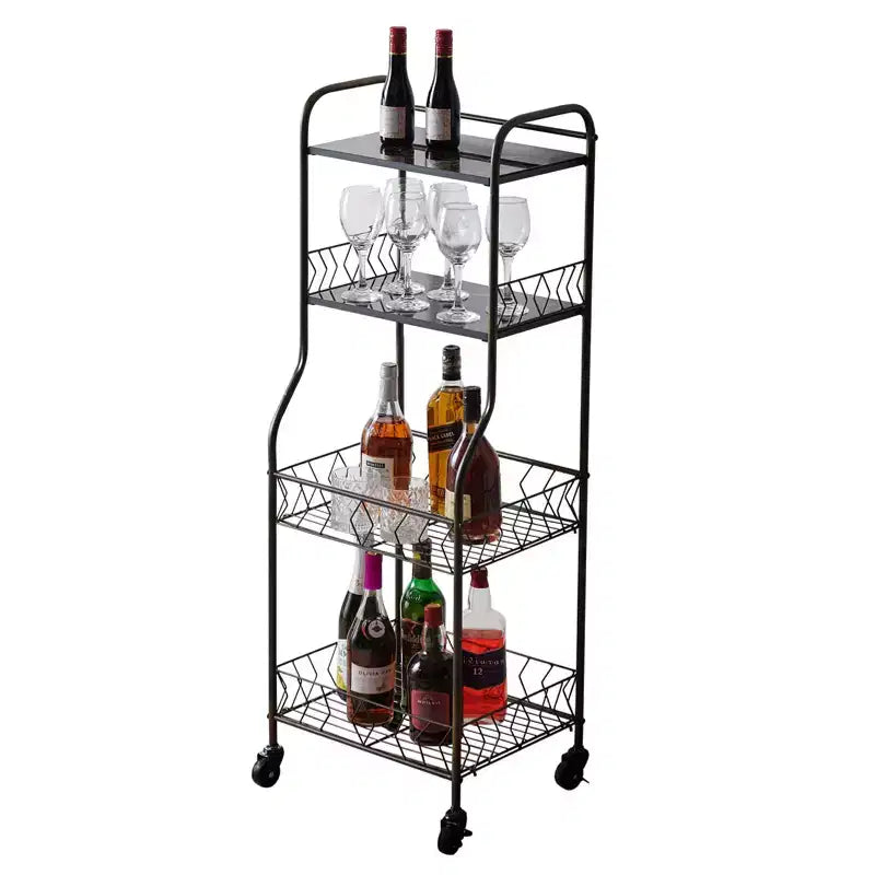 Scaffale da Cucina a 4 Ripiani su Rotelle, Stile Lexi
