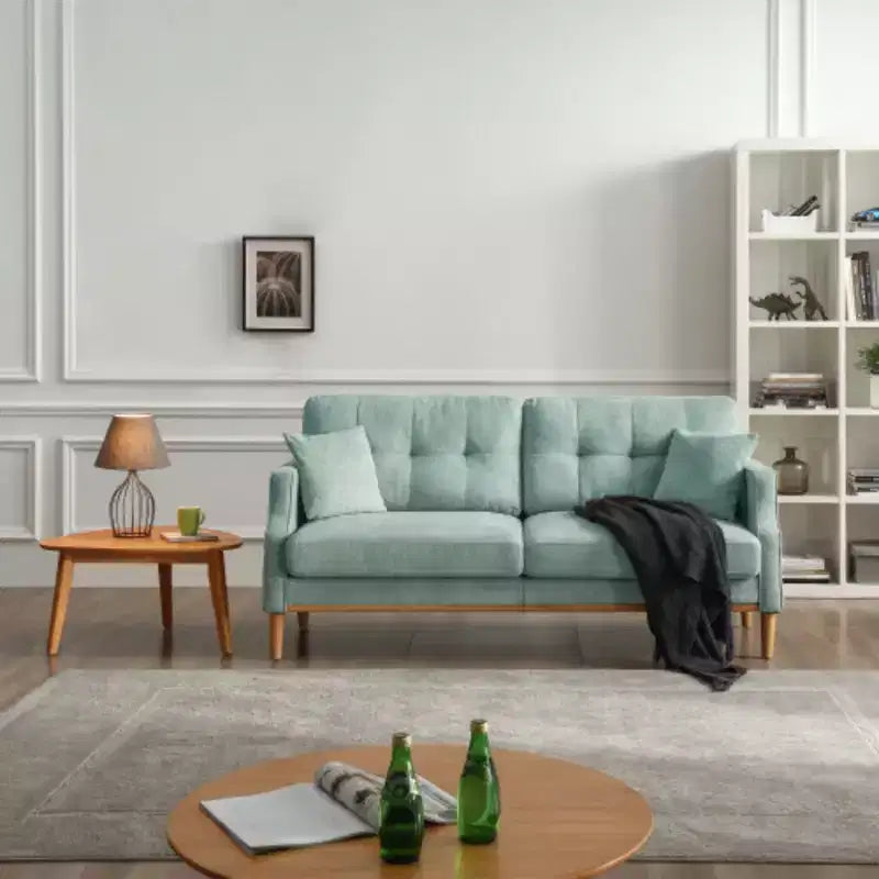 Divano a tre posti grigio chiaro in poliestere da 81 cm L x 178 cm H con tessuto impermeabile e porta di ricarica USB