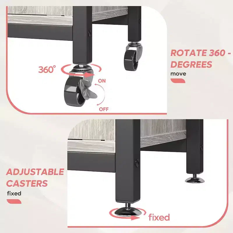 Scaffale da Panettiere Regolabile in Altezza per Microonde con Mobiletto, Scaffali Portaoggetti, Mobiletto Bar per Caffè e Ganci