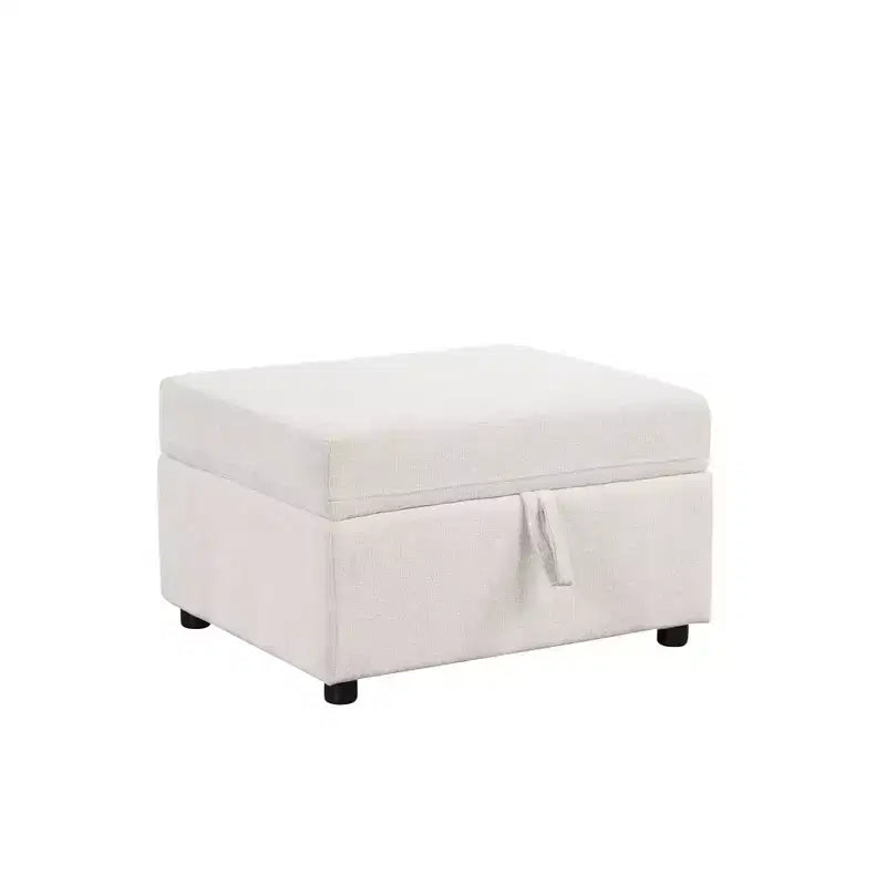 MAYEERTY Pouf Ottomano 26,6 con Contenitore Mobile Poggiapiedi per Soggiorno Camera da Letto Beige