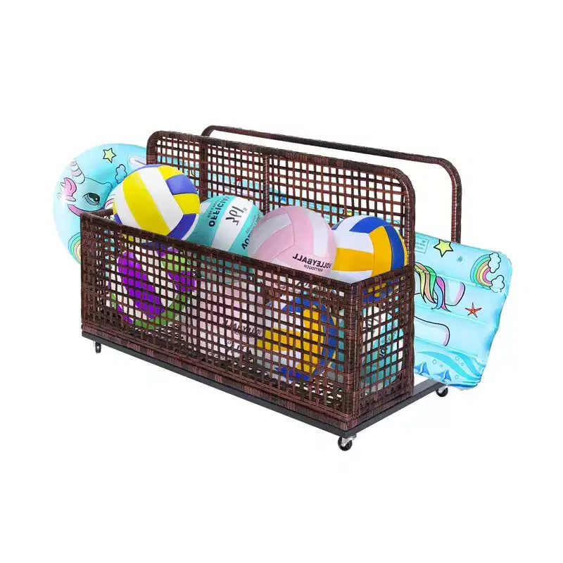 Contenitore per oggetti da piscina,Contenitore per oggetti da piscina in PE Rattan,Organizzatore da piscina per cuscini, gonfiabili, tubi galleggianti, giubbotti di salvataggio, palloni da spiaggia, mobili da giardino (Grigio)