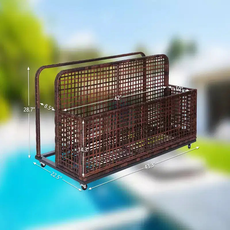 Contenitore per oggetti da piscina,Contenitore per oggetti da piscina in PE Rattan,Organizzatore da piscina per cuscini, gonfiabili, tubi galleggianti, giubbotti di salvataggio, palloni da spiaggia, mobili da giardino (Grigio)