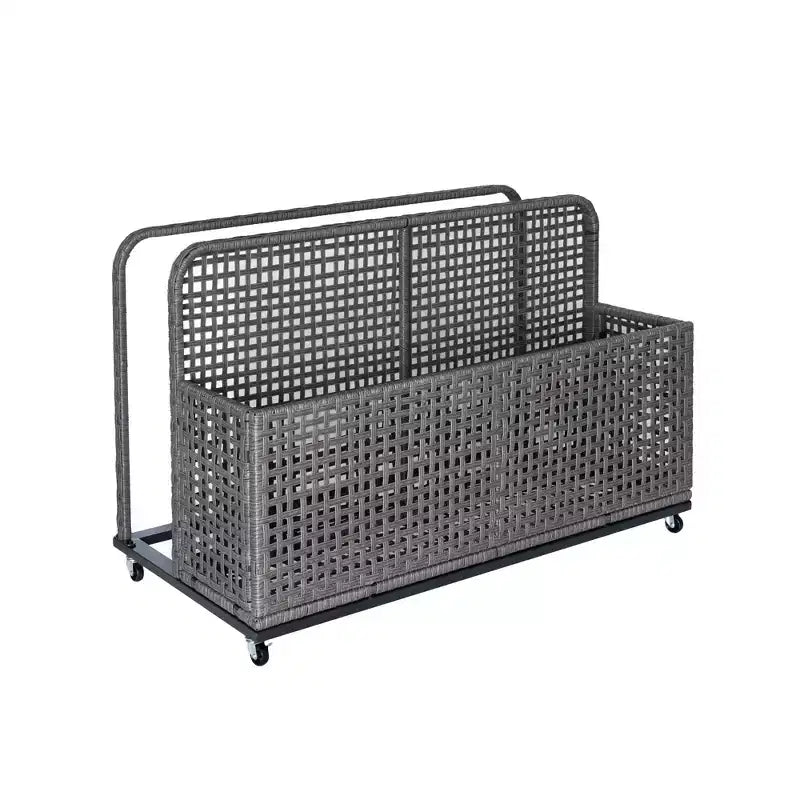 Contenitore per oggetti da piscina,Contenitore per oggetti da piscina in PE Rattan,Organizzatore da piscina per cuscini, gonfiabili, tubi galleggianti, giubbotti di salvataggio, palloni da spiaggia, mobili da giardino (Grigio)