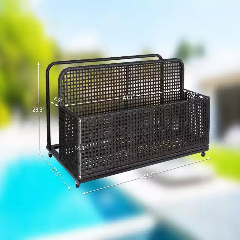 Contenitore per oggetti da piscina,Contenitore per oggetti da piscina in PE Rattan,Organizzatore da piscina per cuscini, gonfiabili, tubi galleggianti, giubbotti di salvataggio, palloni da spiaggia, mobili da giardino (Grigio)
