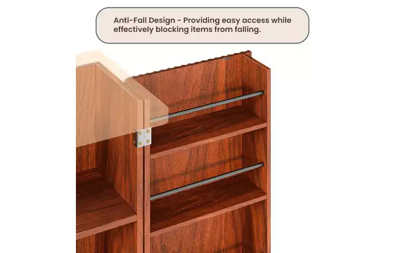 TUYOHW Mobile Dispensa Alto Scanalato, Armadio da Cucina a 6 Ripiani con Dispositivo Anti-Caduta, Mobile da Cucina in Legno, Dispensa Versatile per Cucina