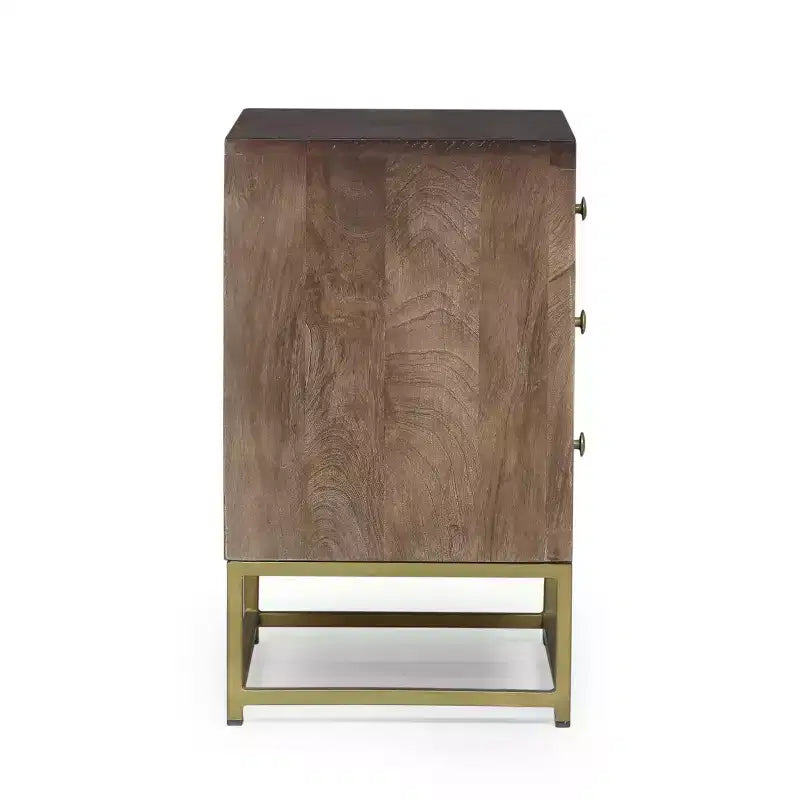 Comodino con 3 cassetti, in legno di mango - ModernLuxe