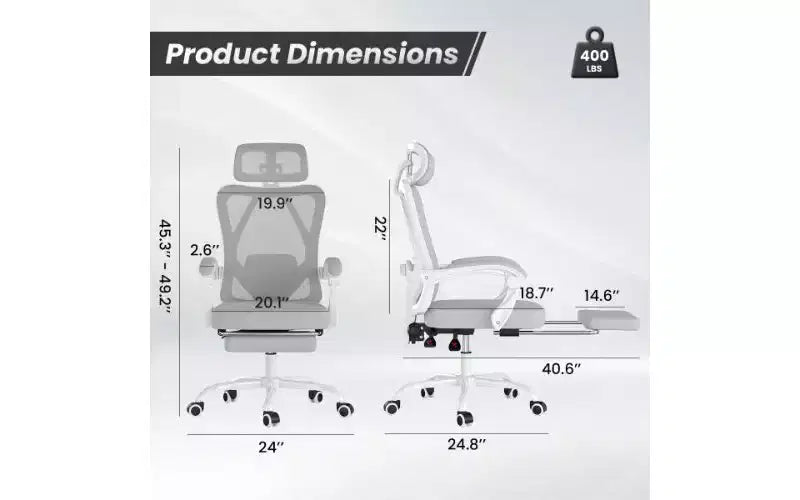Sedia da ufficio ergonomica TUYOHW con poggiapiedi, sedia da computer a rete con schienale alto e poggiatesta, sedia da scrivania per ufficio domestico con supporto lombare regolabile