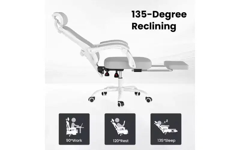 Sedia da ufficio ergonomica TUYOHW con poggiapiedi, sedia da computer a rete con schienale alto e poggiatesta, sedia da scrivania per ufficio domestico con supporto lombare regolabile