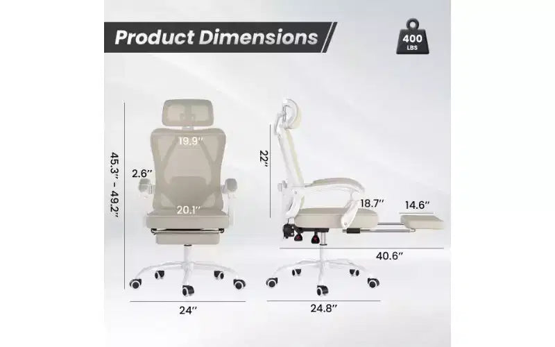 Sedia da ufficio ergonomica TUYOHW con poggiapiedi, sedia da computer a rete con schienale alto e poggiatesta, sedia da scrivania per ufficio domestico con supporto lombare regolabile