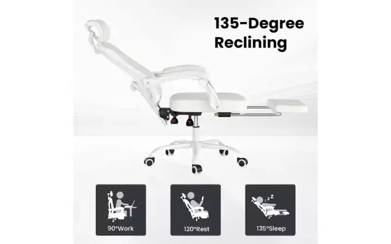 Sedia da ufficio ergonomica TUYOHW con poggiapiedi, sedia da computer a rete con schienale alto e poggiatesta, sedia da scrivania per ufficio domestico con supporto lombare regolabile