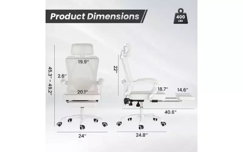 Sedia da ufficio ergonomica TUYOHW con poggiapiedi, sedia da computer a rete con schienale alto e poggiatesta, sedia da scrivania per ufficio domestico con supporto lombare regolabile