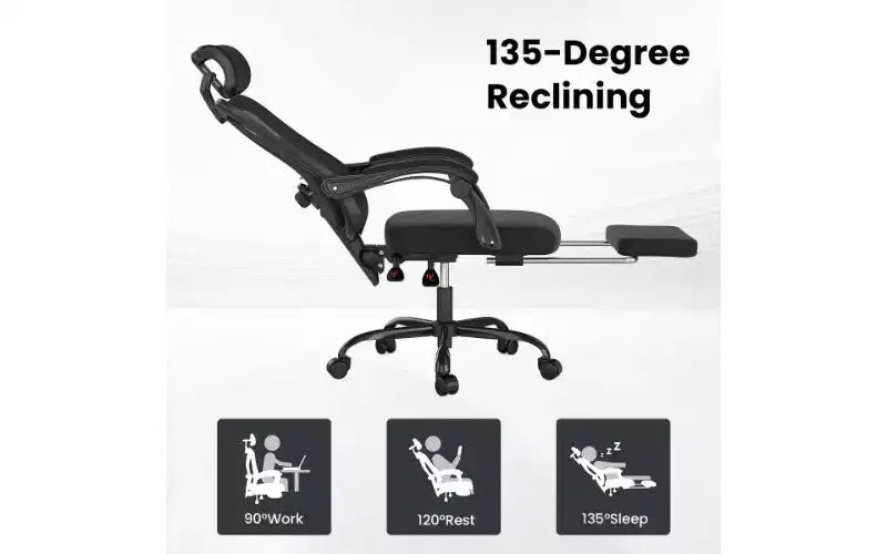 Sedia da ufficio ergonomica TUYOHW con poggiapiedi, sedia da computer a rete con schienale alto e poggiatesta, sedia da scrivania per ufficio domestico con supporto lombare regolabile