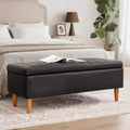 VECELO Modern Soft PU Leather Storage Bench, Ottoman 44 Shoestool with 6.1 Deep Storage Space for Living Room or Bedroom, Easy to Clean, Black