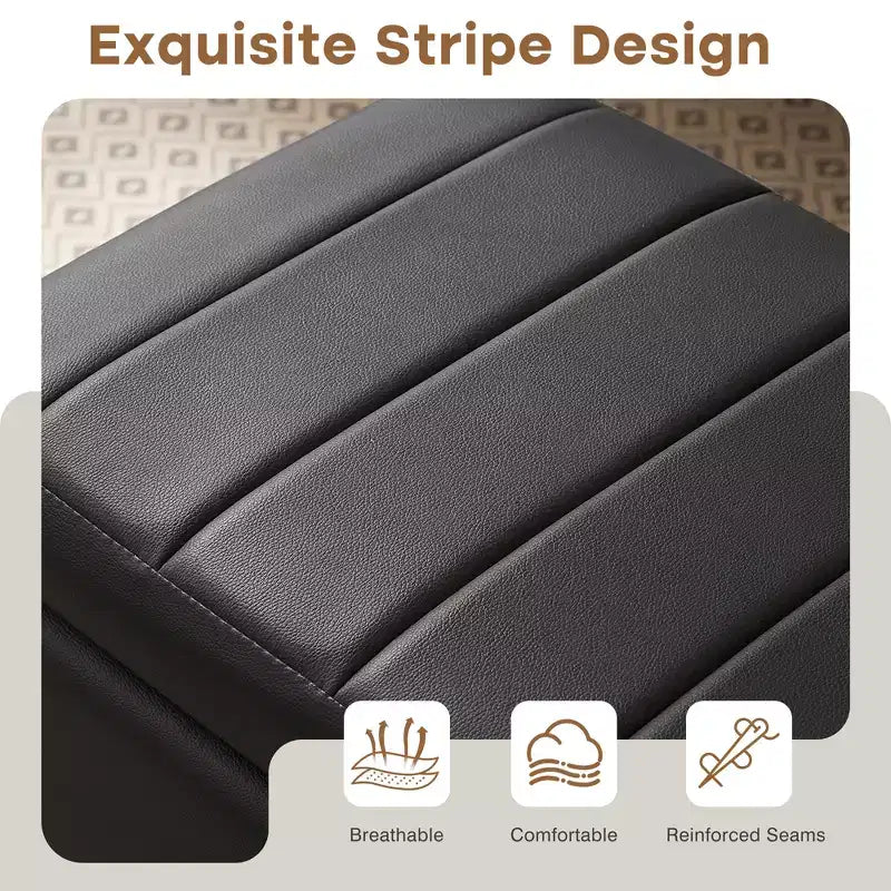 Panca Pouf Contenitore Moderna in Similpelle PU 44", 6.1" di Profondità, Facile da Pulire, Nera