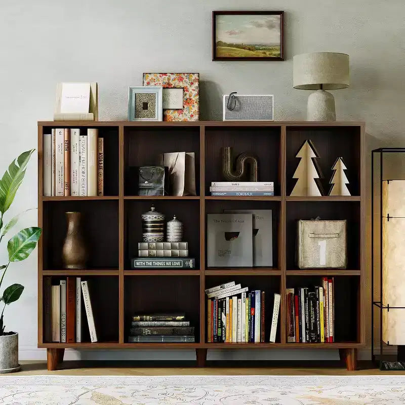 Cube Bookshelf Organizer, Freestanding Open Bookcase with Leg Base, Modern Display Shelf, Storage Cabinet for Home Office Living Room Bedroom