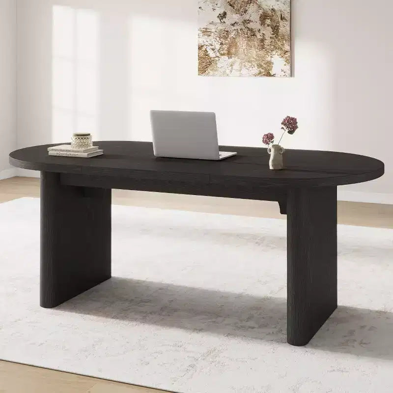 Tavolo da pranzo, scrivania per computer, scrivania moderna da ufficio, postazione di lavoro in legno, piano ispessito e base robusta, adatta per cucine, uffici e case