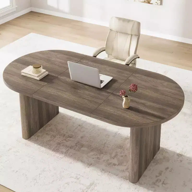 Tavolo da pranzo, scrivania per computer, scrivania moderna da ufficio, postazione di lavoro in legno, piano ispessito e base robusta, adatta per cucine, uffici e case