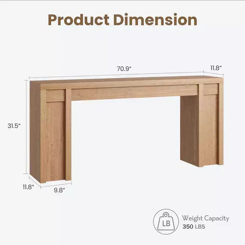 70.8 Tavolo Consolle Moderno, Design in Legno Spesso, Tavolo da Ingresso e Divano per Ingresso, Soggiorno Dietro il Divano