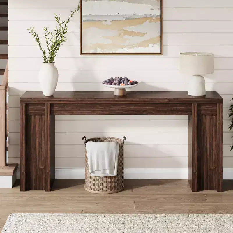70.8 Tavolo Consolle Moderno, Design in Legno Spesso, Tavolo da Ingresso e Divano per Ingresso, Soggiorno Dietro il Divano