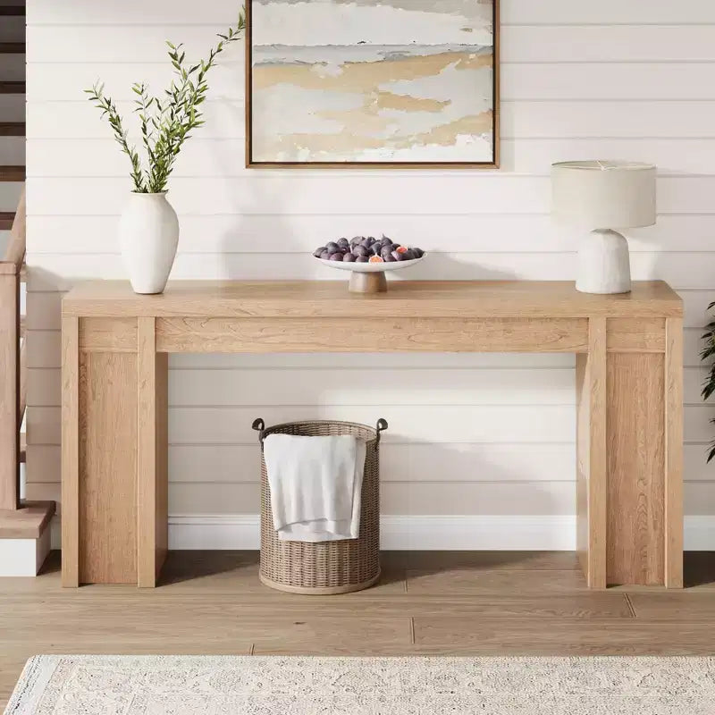 70.8 Tavolo Consolle Moderno, Design in Legno Spesso, Tavolo da Ingresso e Divano per Ingresso, Soggiorno Dietro il Divano