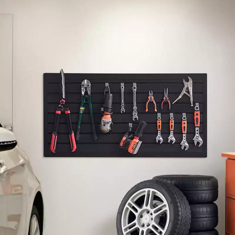 VEVOR Pannelli a Doghe, 61 x 122 cm, Doghe in PVC per Garage con Design Modulare, Pannello a Doghe Nero Facile da Installare Regolabile, Nero