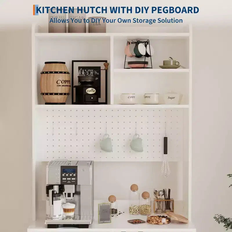 Dispensa alta 71" con 2 ante in vetro e ripiani regolabili, mobile contenitore moderno in stile rustico per cucina, sala da pranzo e soggiorno