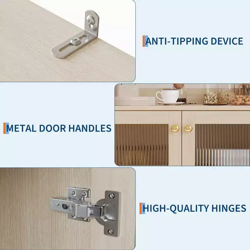 Dispensa alta 71" con 2 ante in vetro e ripiani regolabili, mobile contenitore moderno in stile rustico per cucina, sala da pranzo e soggiorno
