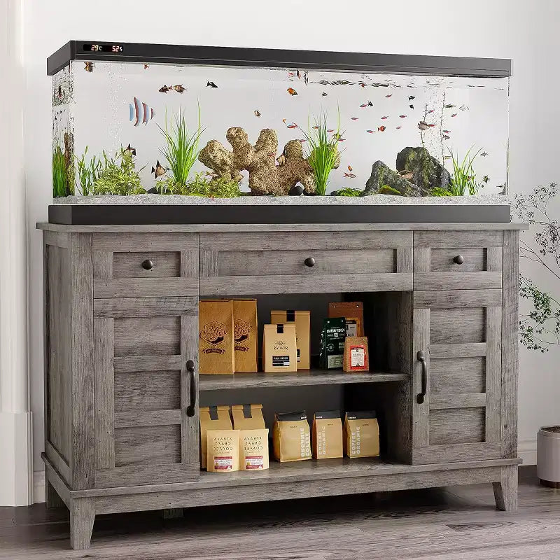 Mobiletto per Acquario da Fattoria 55-75 Galloni con Presa di Corrente e Cassetti, Mobile Resistente 1400 Libbre per Acquario/Terrario per Pesci/Tartarughe/Rettili