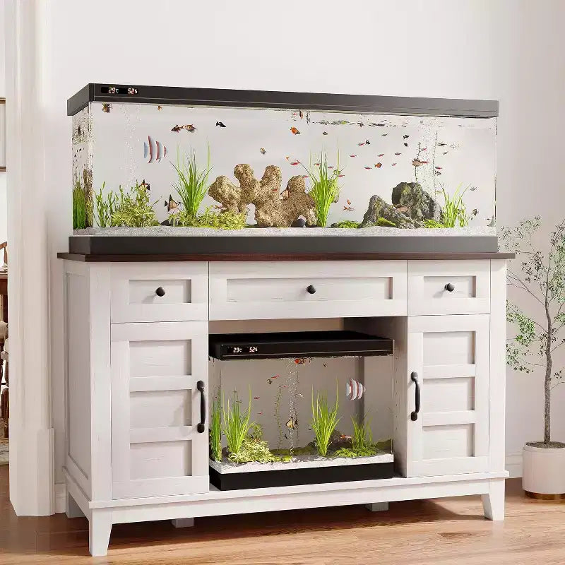 Mobiletto per Acquario da Fattoria 55-75 Galloni con Presa di Corrente e Cassetti, Mobile Resistente 1400 Libbre per Acquario/Terrario per Pesci/Tartarughe/Rettili