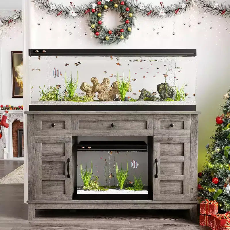Mobiletto per Acquario da Fattoria 55-75 Galloni con Presa di Corrente e Cassetti, Mobile Resistente 1400 Libbre per Acquario/Terrario per Pesci/Tartarughe/Rettili