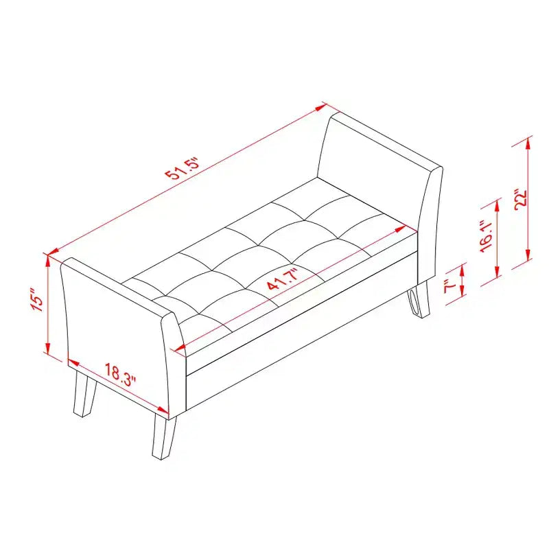 Panca contenitore in velluto trapuntato con gambe in legno massello, pouf multiuso per camera da letto e corridoio, grigio