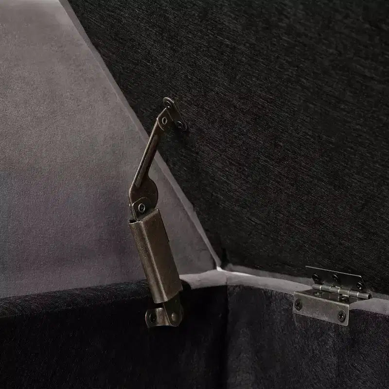 Panca contenitore in velluto trapuntato con gambe in legno massello, pouf multiuso per camera da letto e corridoio, grigio