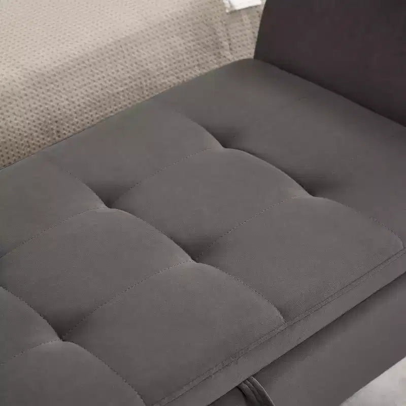 Panca contenitore in velluto trapuntato con gambe in legno massello, pouf multiuso per camera da letto e corridoio, grigio