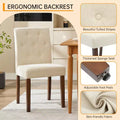 Dining Chairs Set of 4, Button Tufted Parsons Chairs with Wood Legs and Padded Seat, Modern Fabric Side Chairs for Dining Room Kitchen, White