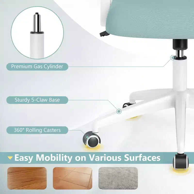 Sedia da ufficio in rete con supporto lombare e braccioli ribaltabili, rotelle, diversi colori
