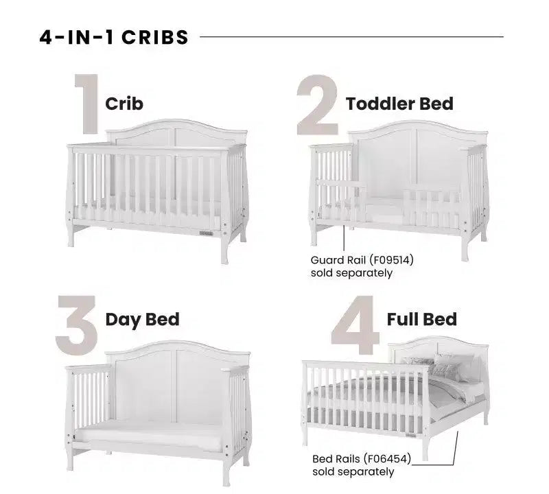 Set da 2 pezzi per cameretta, culla convertibile 4-in-1 e cassettiera a 3 cassetti per la cameretta del bambino