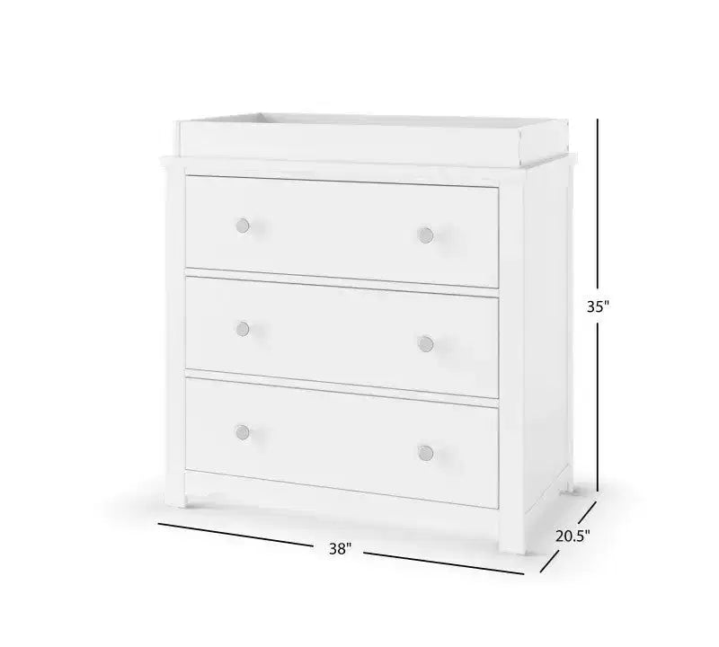 Set da 2 pezzi per cameretta, culla convertibile 4-in-1 e cassettiera a 3 cassetti per la cameretta del bambino