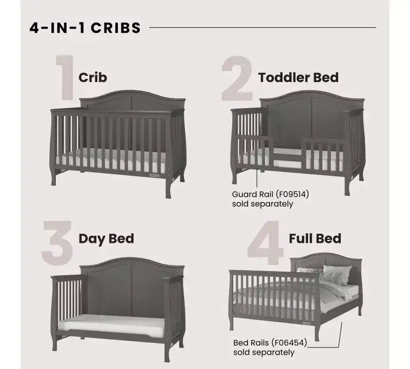 Set da 2 pezzi per cameretta, culla convertibile 4-in-1 e cassettiera a 3 cassetti per la cameretta del bambino