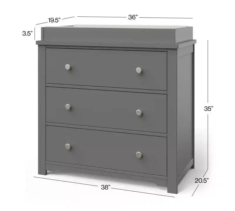 Set da 2 pezzi per cameretta, culla convertibile 4-in-1 e cassettiera a 3 cassetti per la cameretta del bambino