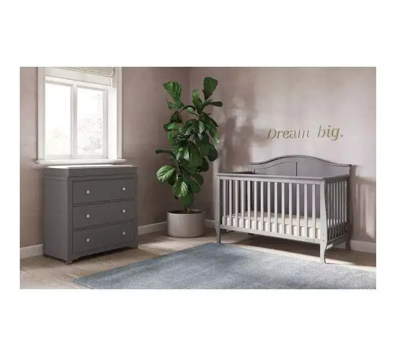 Set da 2 pezzi per cameretta, culla convertibile 4-in-1 e cassettiera a 3 cassetti per la cameretta del bambino