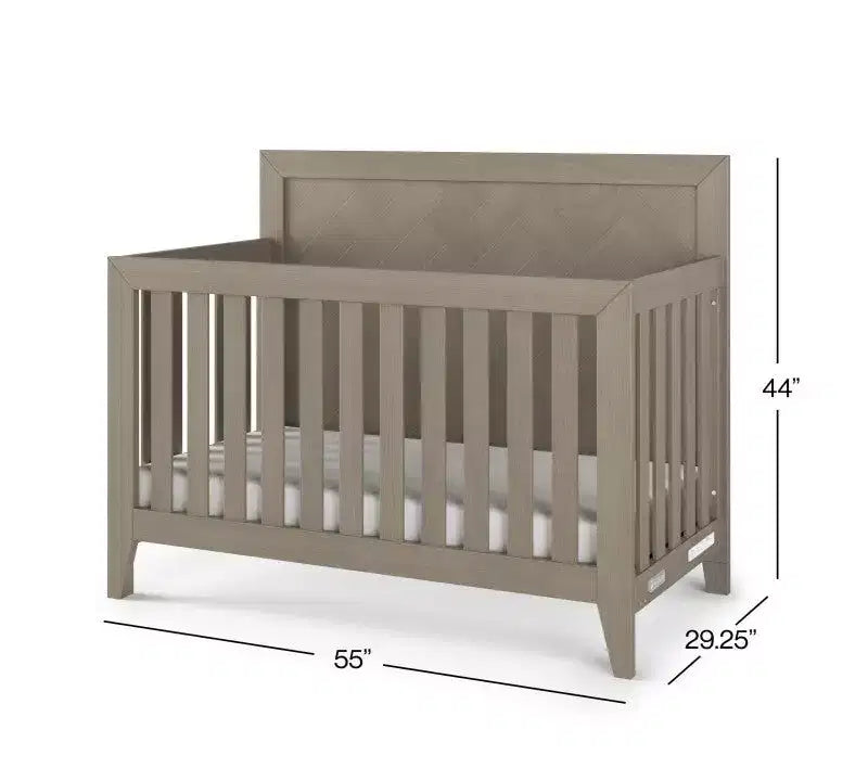 Set cameretta 4 pezzi: Culla convertibile 4-in-1, Comò doppio, Cassettiera e Comodino