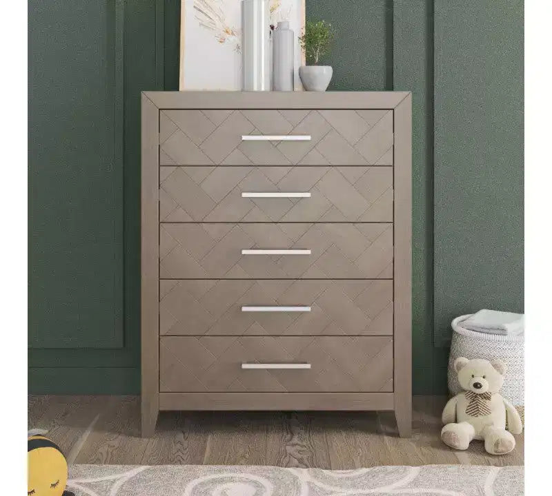 Set cameretta 4 pezzi: Culla convertibile 4-in-1, Comò doppio, Cassettiera e Comodino