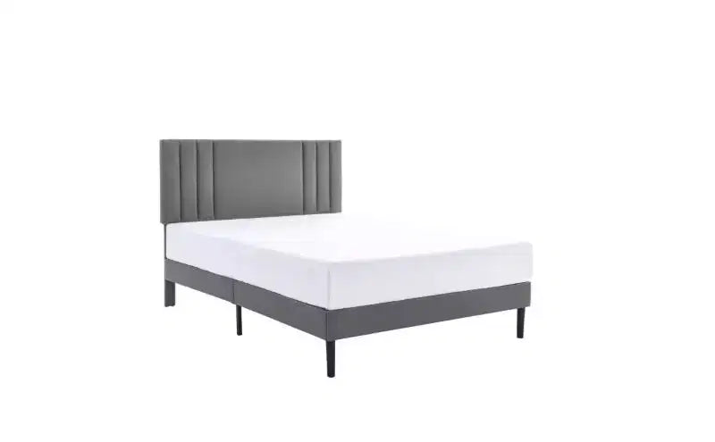 Modern King Size Platform Bed Frame con testiera rivestita in PU e supporto a doghe in legno