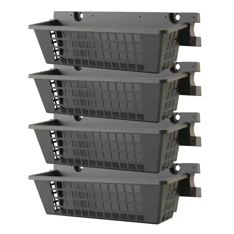 Suncast 4 Pack 25 x 7.25 Inch Resin Basket Accessory for Outdoor Shed, Black