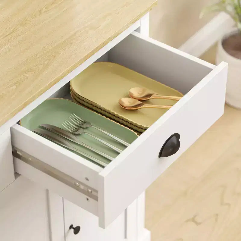 Mobile cucina indipendente con piano di lavoro ampio, Armadio dispensa alto con ripiani regolabili