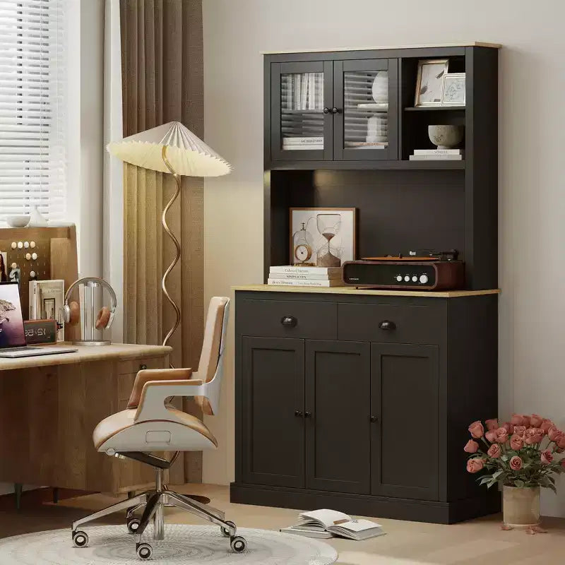Mobile cucina indipendente con piano di lavoro ampio, Armadio dispensa alto con ripiani regolabili