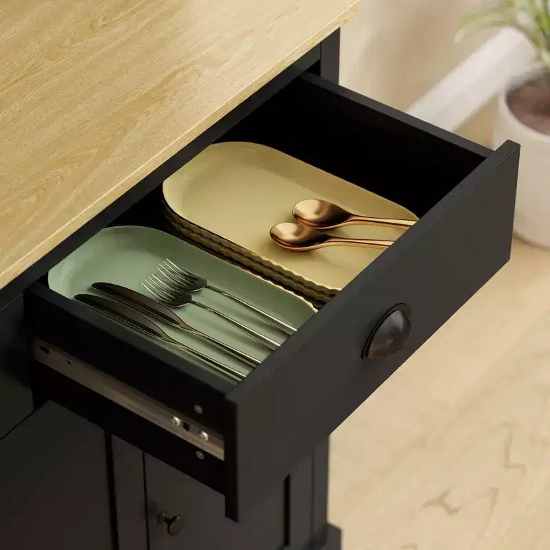 Mobile cucina indipendente con piano di lavoro ampio, Armadio dispensa alto con ripiani regolabili
