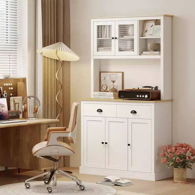 Mobile cucina indipendente con piano di lavoro ampio, Armadio dispensa alto con ripiani regolabili