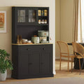 HOMCOM Freestanding Kitchen Cabinet with Wide Countertop, Tall Pantry Cabinet with Adjustable Shelves, Modern Hutch for Dining Room
